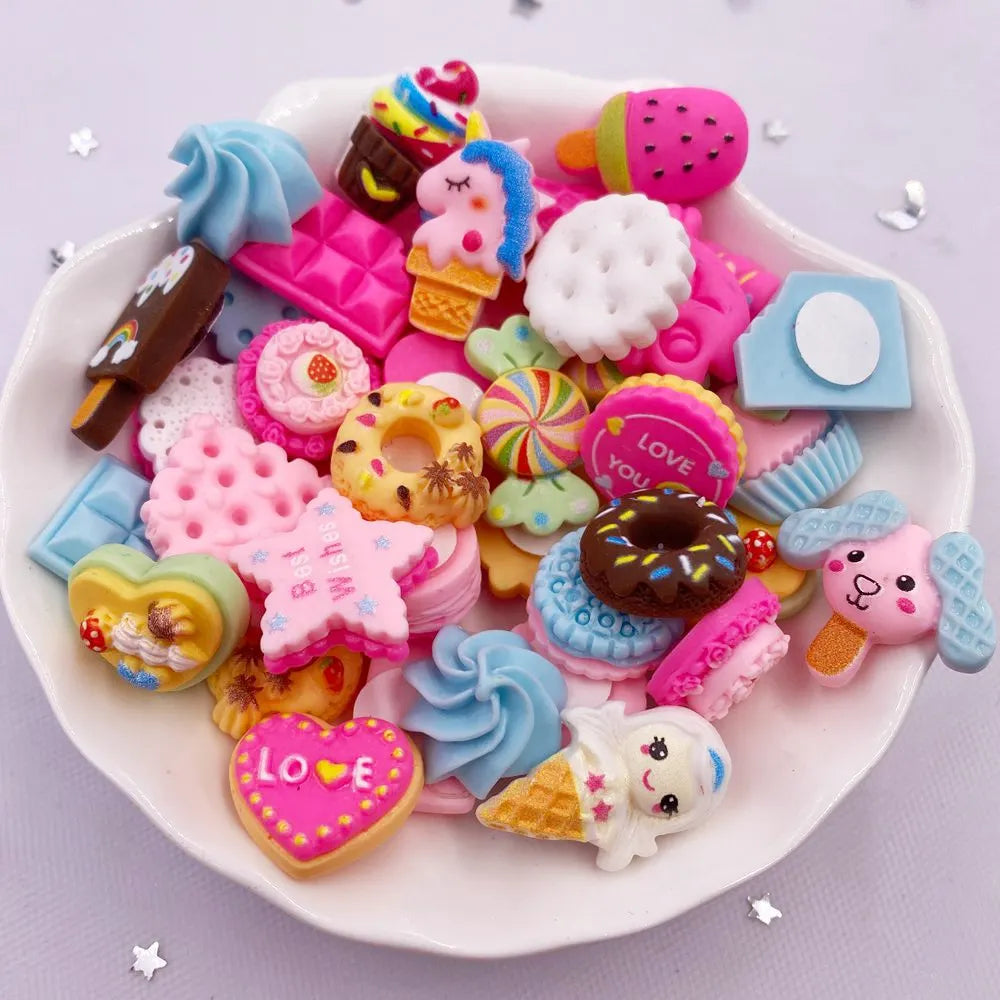 20PCS Kawaii Resin 3D Food Flatback Stickers – DIY Craft Decor