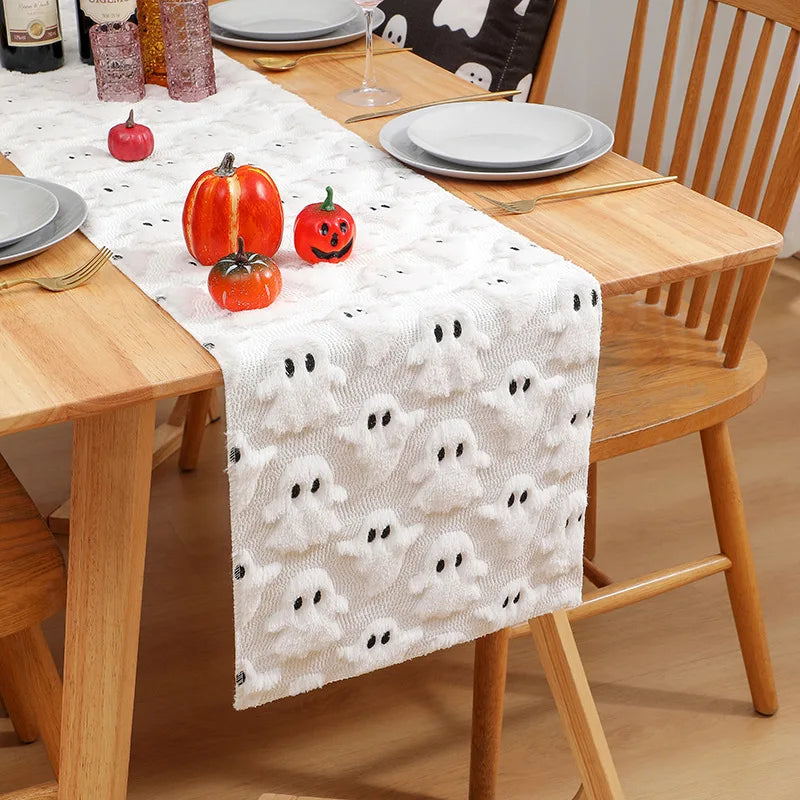 Halloween Pumpkin Ghost 3D Embroidered Table Runner | Party Decor