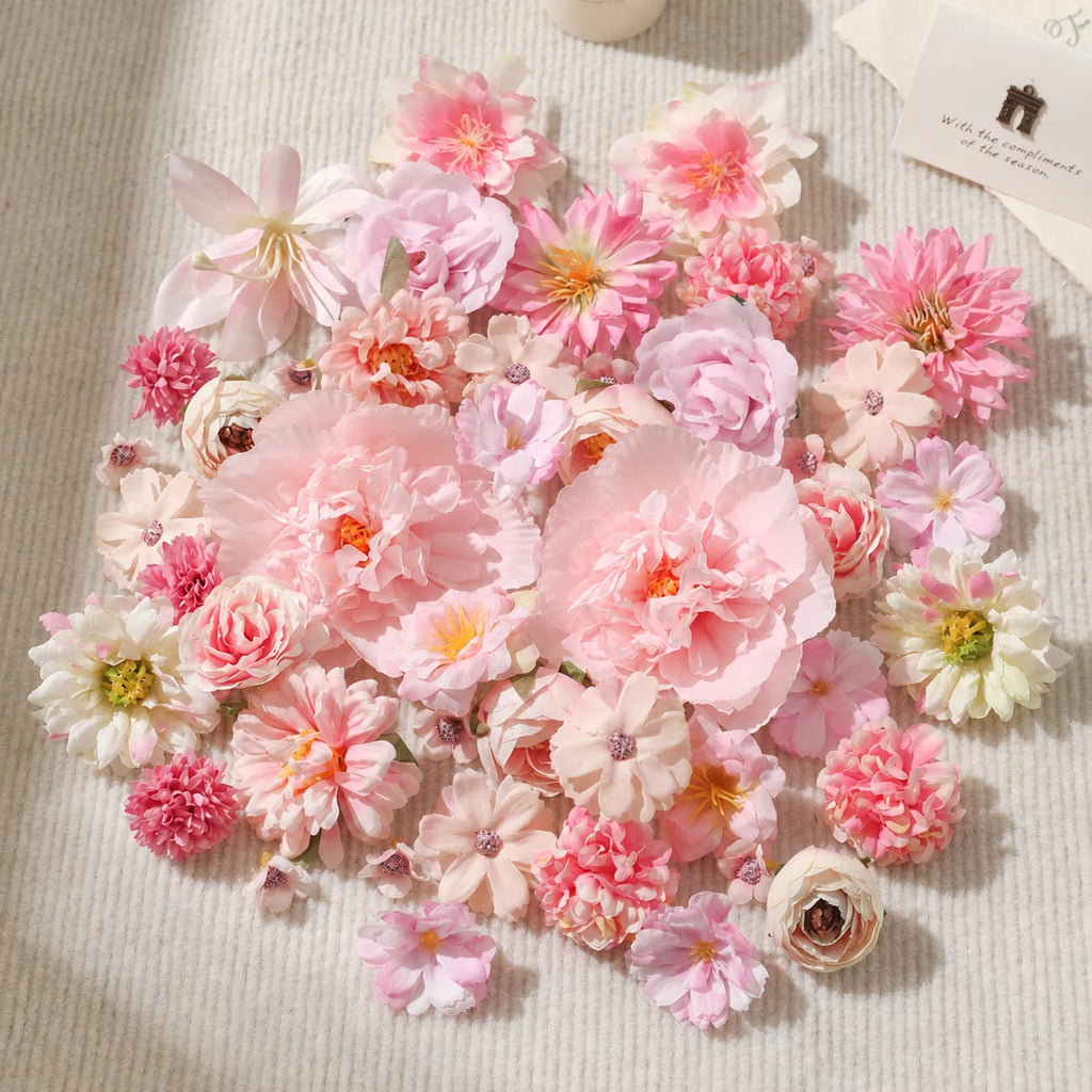 48-Piece Silk Artificial Flower Heads | DIY Décor Set