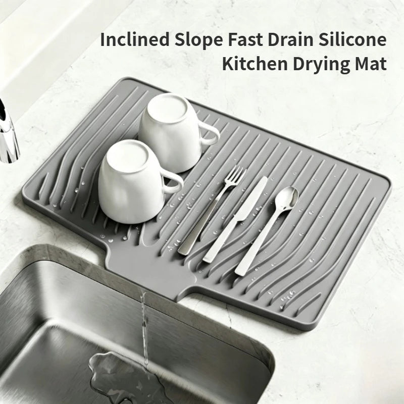 Silicone Inclined Drainage Drying Mat – Kitchen Sink & Counter