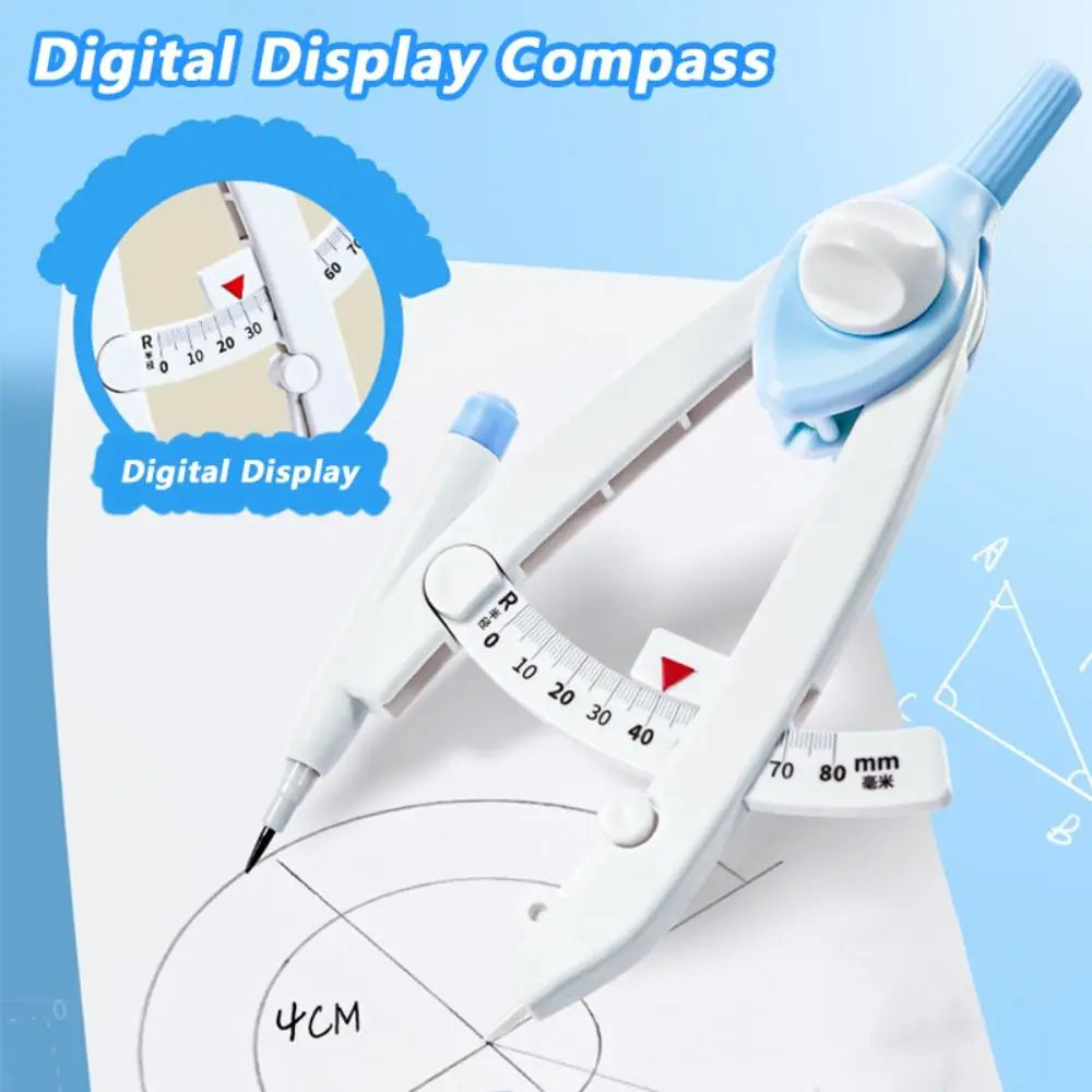 Plastic Safety Drawing Compass with Lock, Scale & Lead Refills