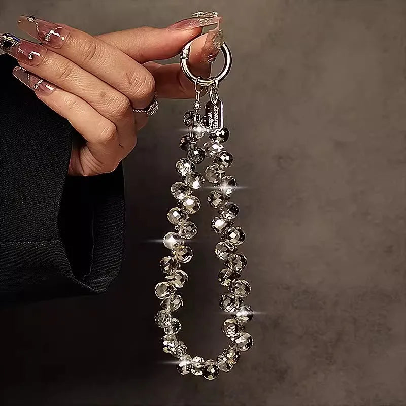 Crystal Rhinestone Bead Phone Wrist Strap Lanyard Keychain