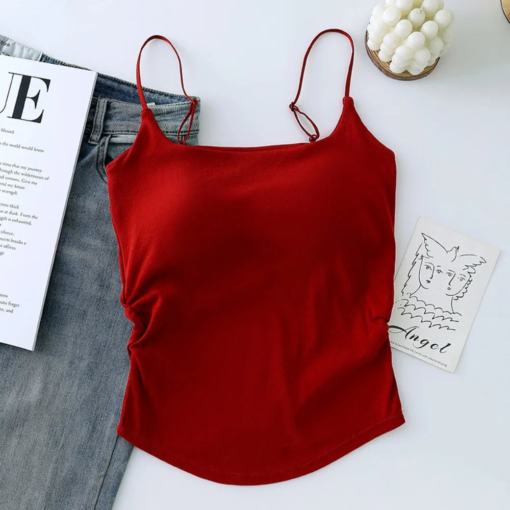 Women's Padded Camisole Suspender Vest – Slim Fit Tank Top