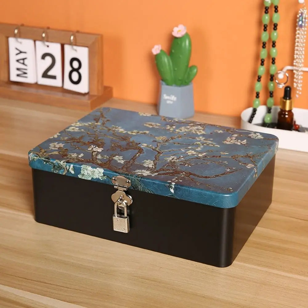 Vintage Tinplate Storage Box with Lock & Key | Jewelry Tin