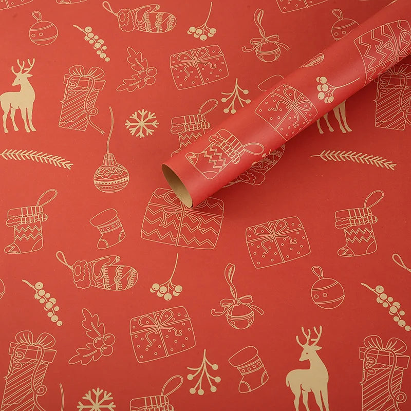Christmas Vintage Kraft Wrapping Paper – Tree & Snowflake