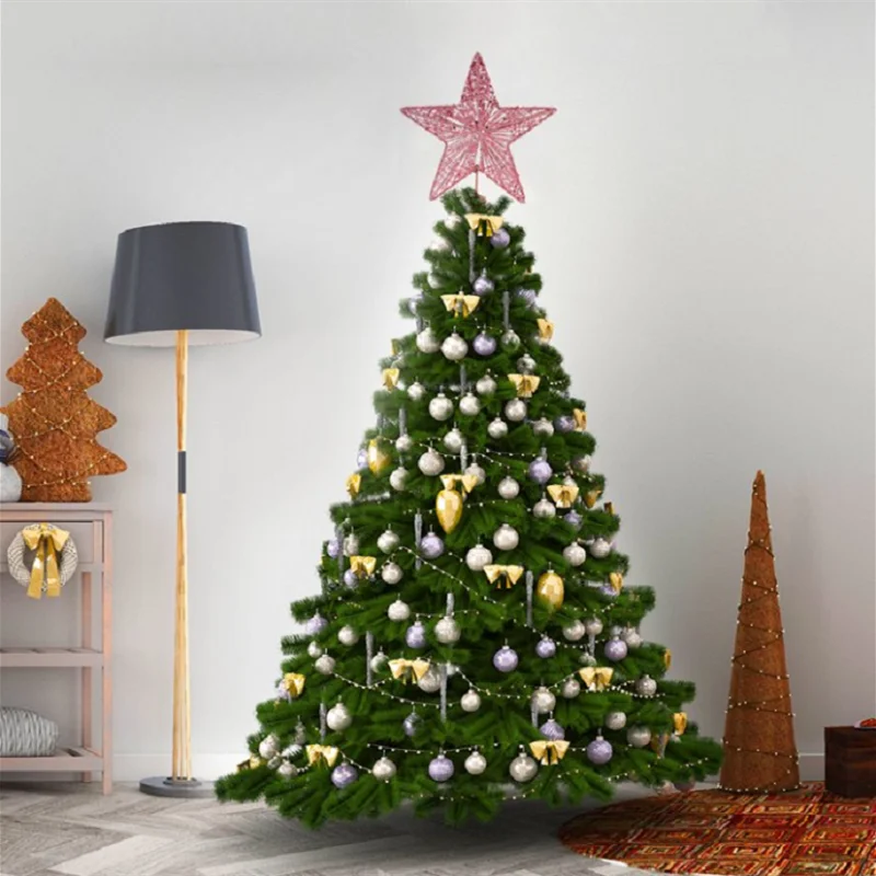 Pink Pentagon Star Christmas Tree Topper | Hollow Metal