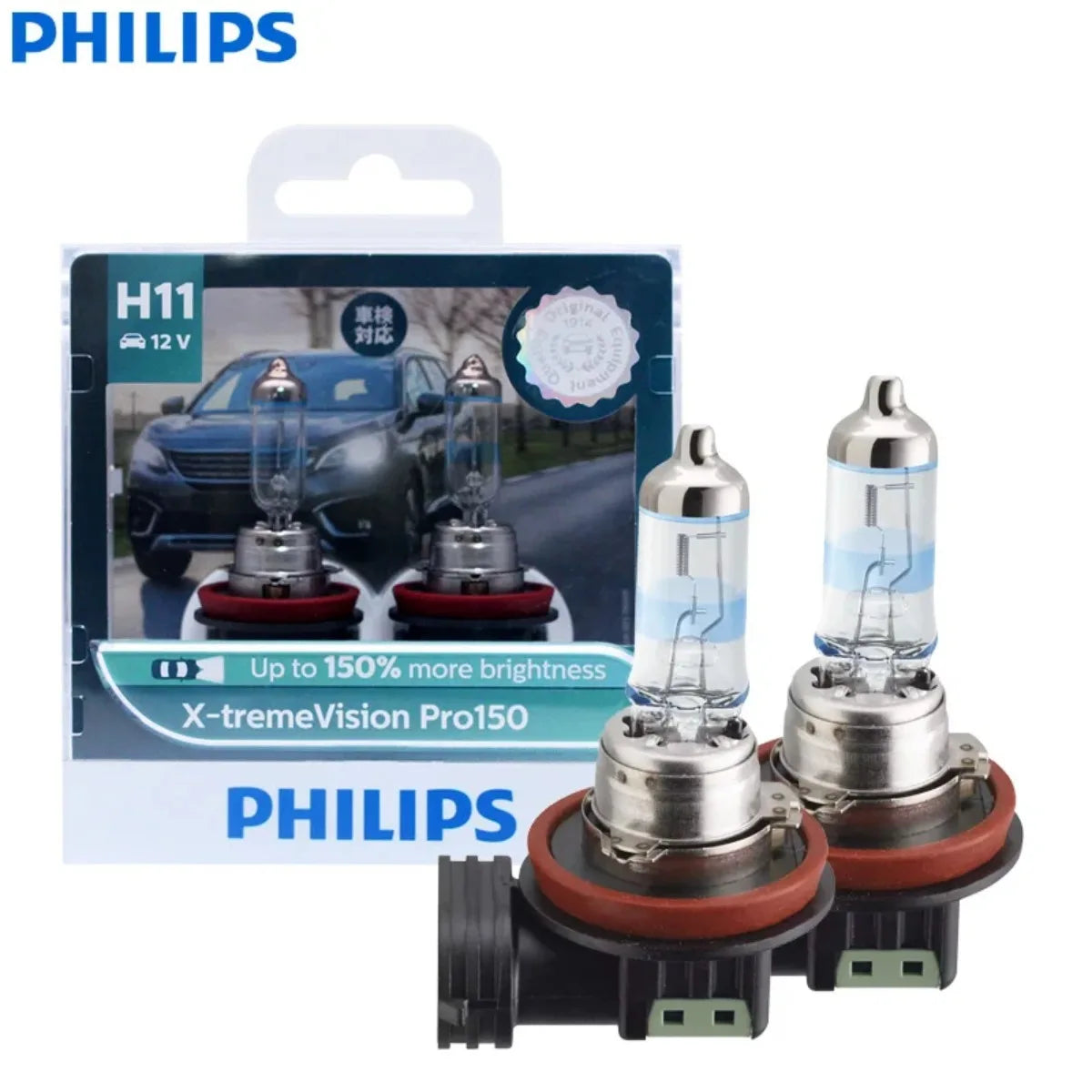 Philips X-treme Vision Pro150 H11 55W +150% Halogen Bulbs 2pk
