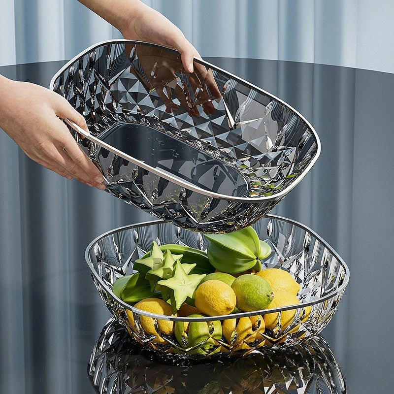 Square Transparent Serving Tray with Gold Edge – Snack & Fruit Plate