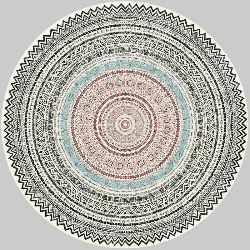 Vintage Nordic Round Mandala Rug – Bedroom & Living Room