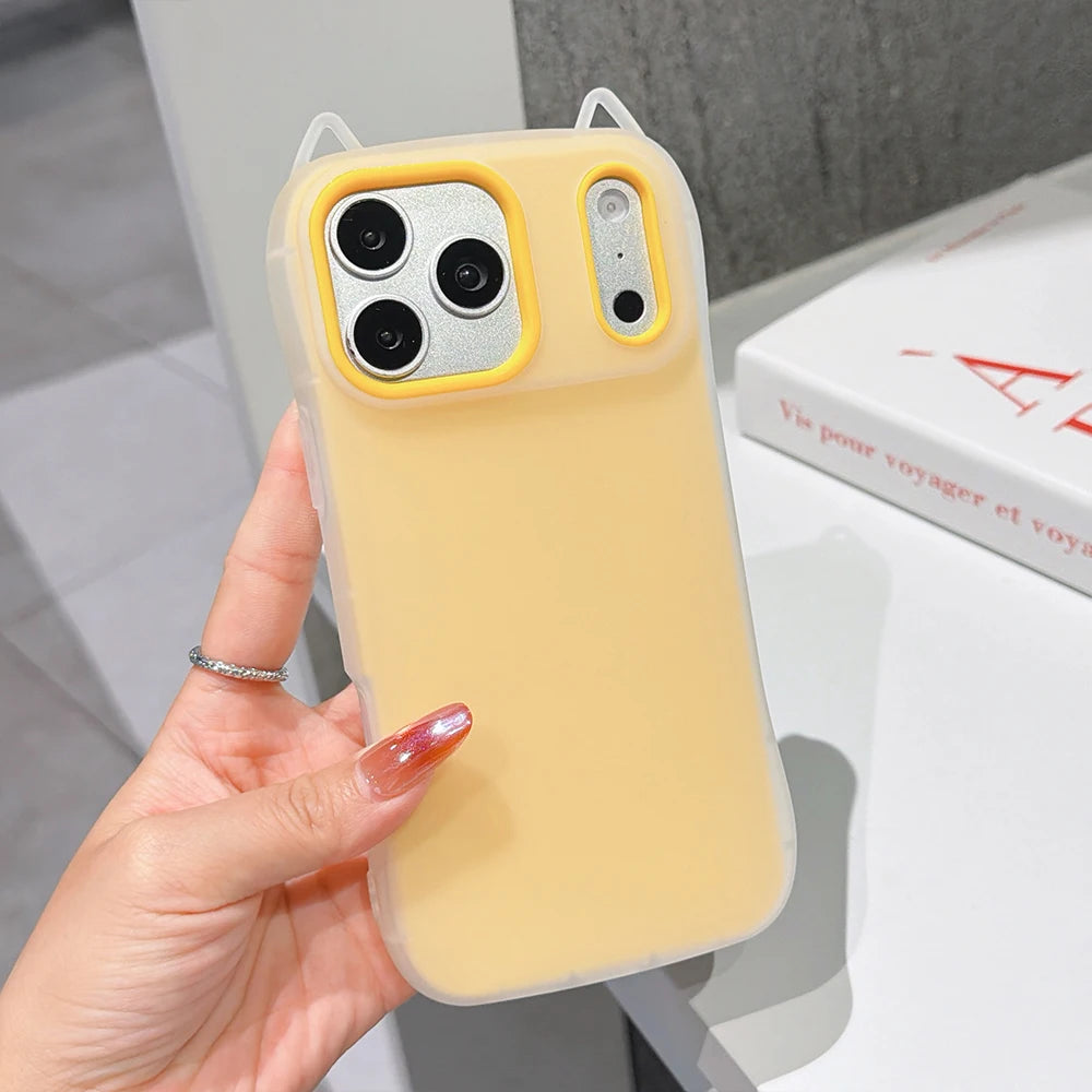 2-in-1 Cat Ear Silicone iPhone Case | Shockproof Cover
