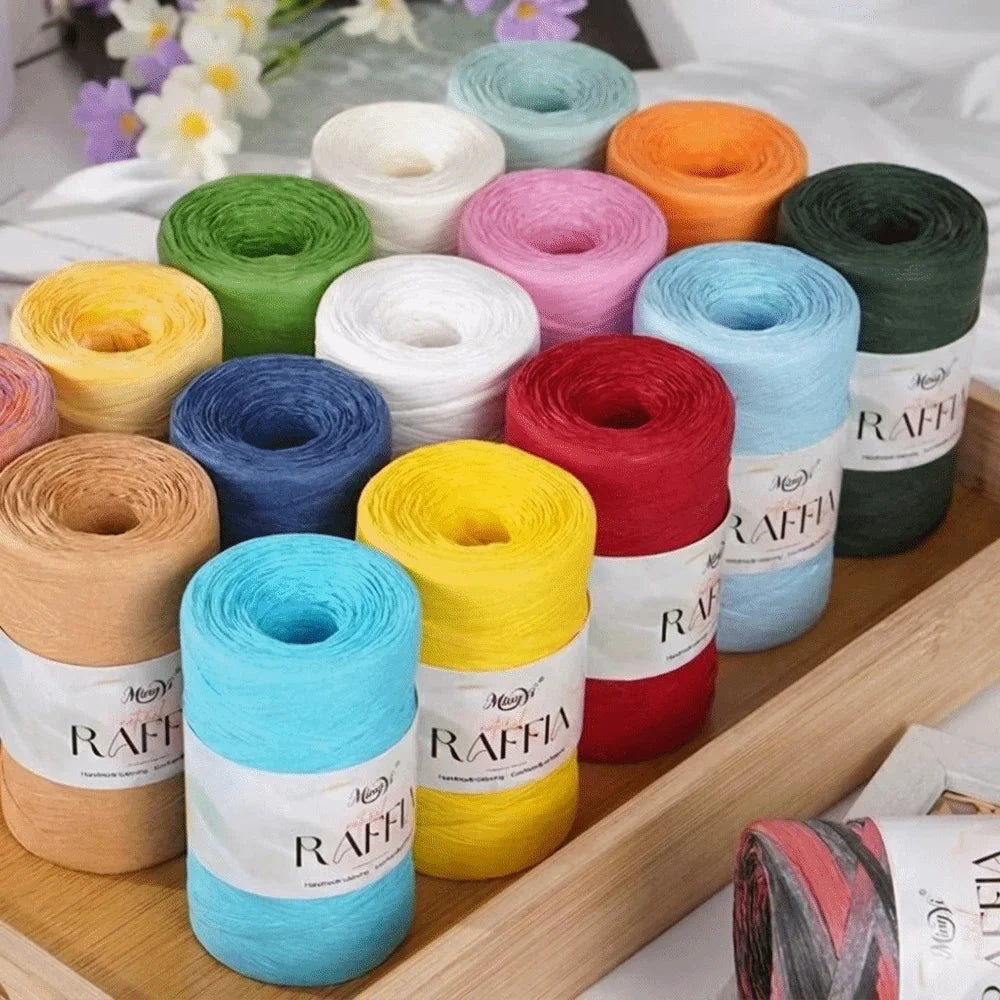 Multi-Color Raffia Yarn – 100% Bamboo Fiber Knitting Cord 100g