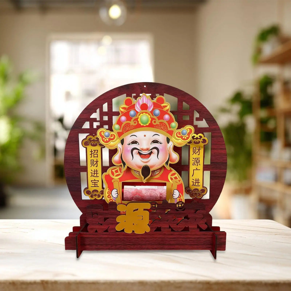 Wooden Feng Shui Blessing Ornament | Chinese New Year Tabletop Sign