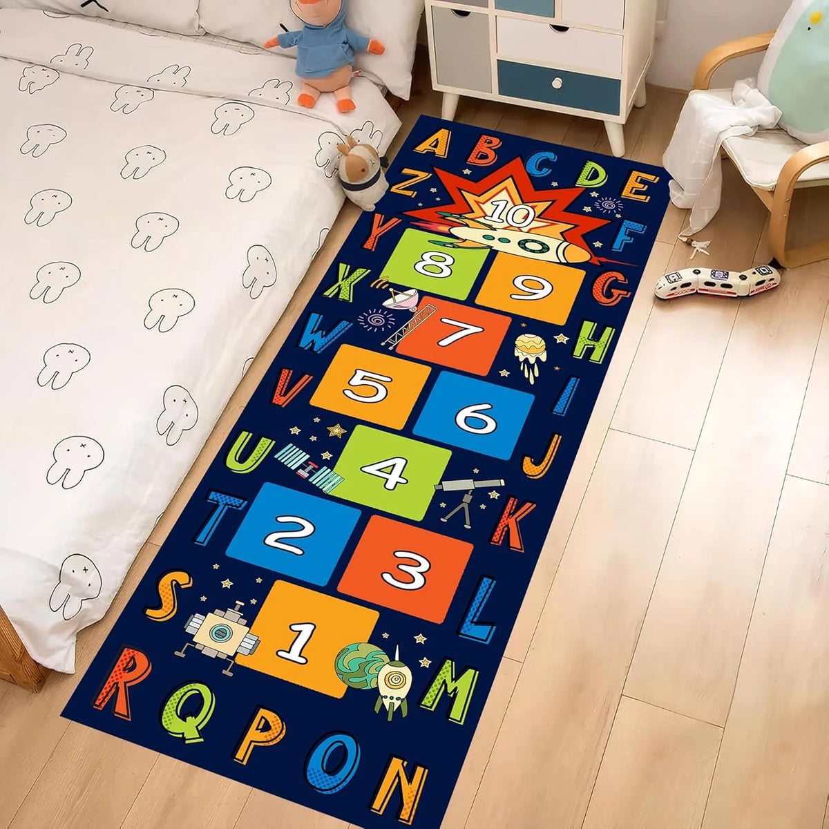 Hopscotch Runner Rug – Colorful Numbers Anti-Slip Kids Carpet