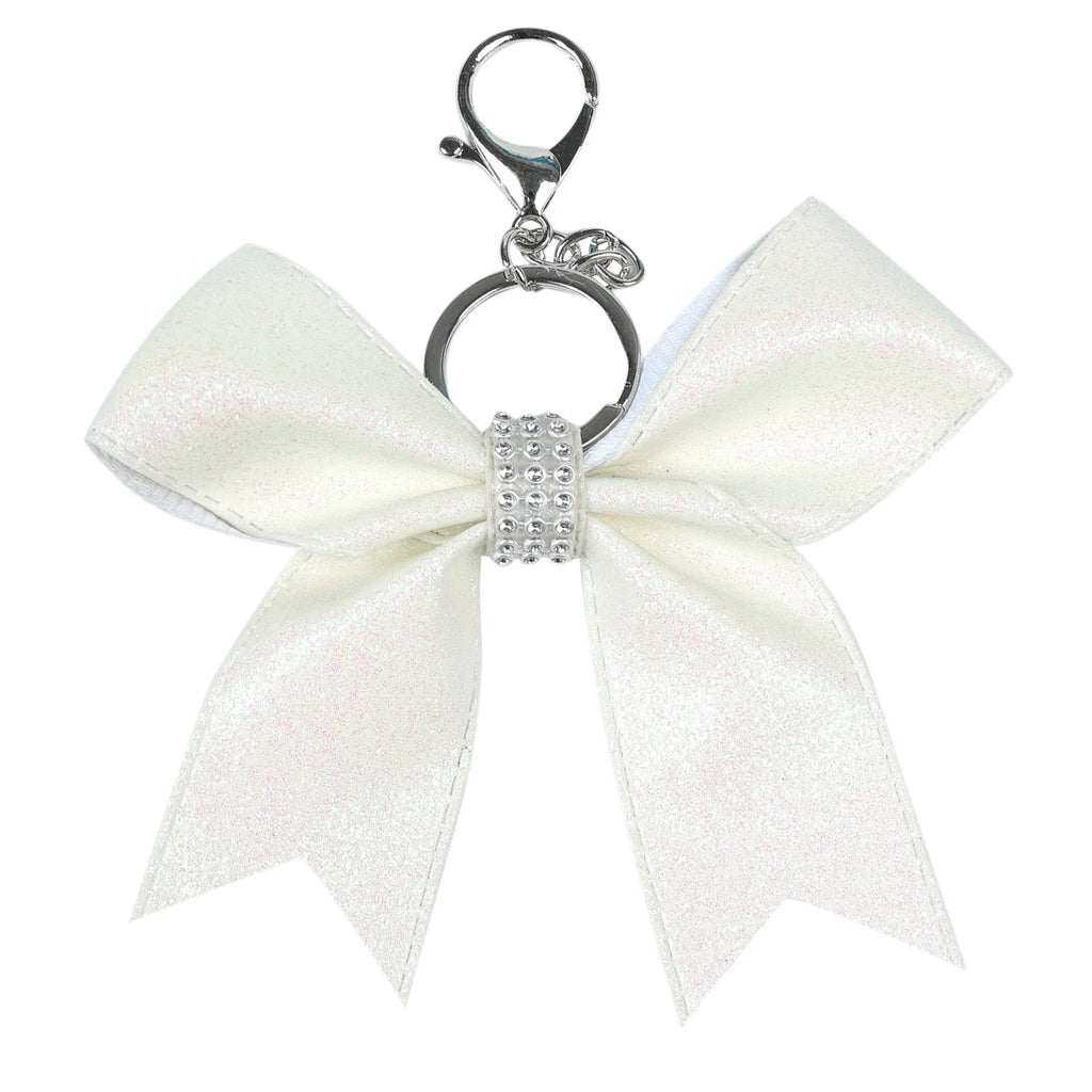 Glitter Grosgrain Hair Bow Key Ring – 12cm Sparkling Bow