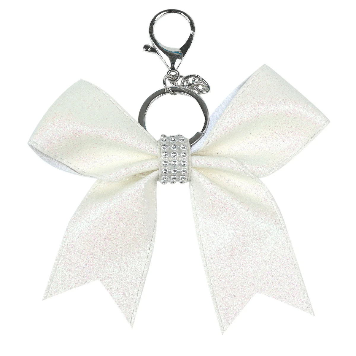 Glitter Grosgrain Hair Bow Key Ring – 12cm Sparkling Bow