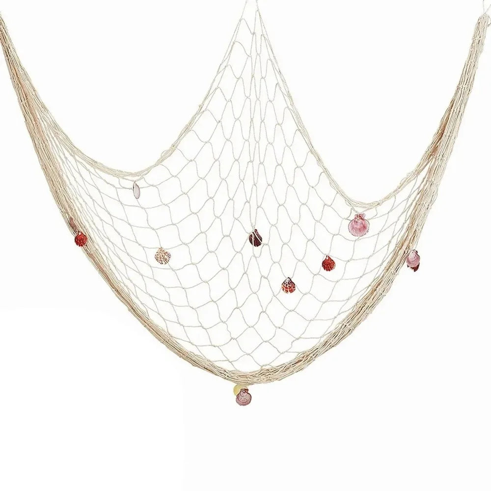 Nautical Decorative Fishing Net with Shells 1x2m – Beige