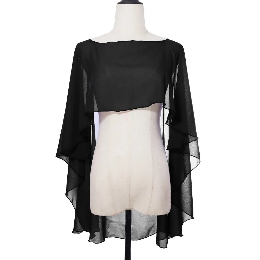 Women's Chiffon Shawl Wrap – Lightweight Wedding Cape & Scarf