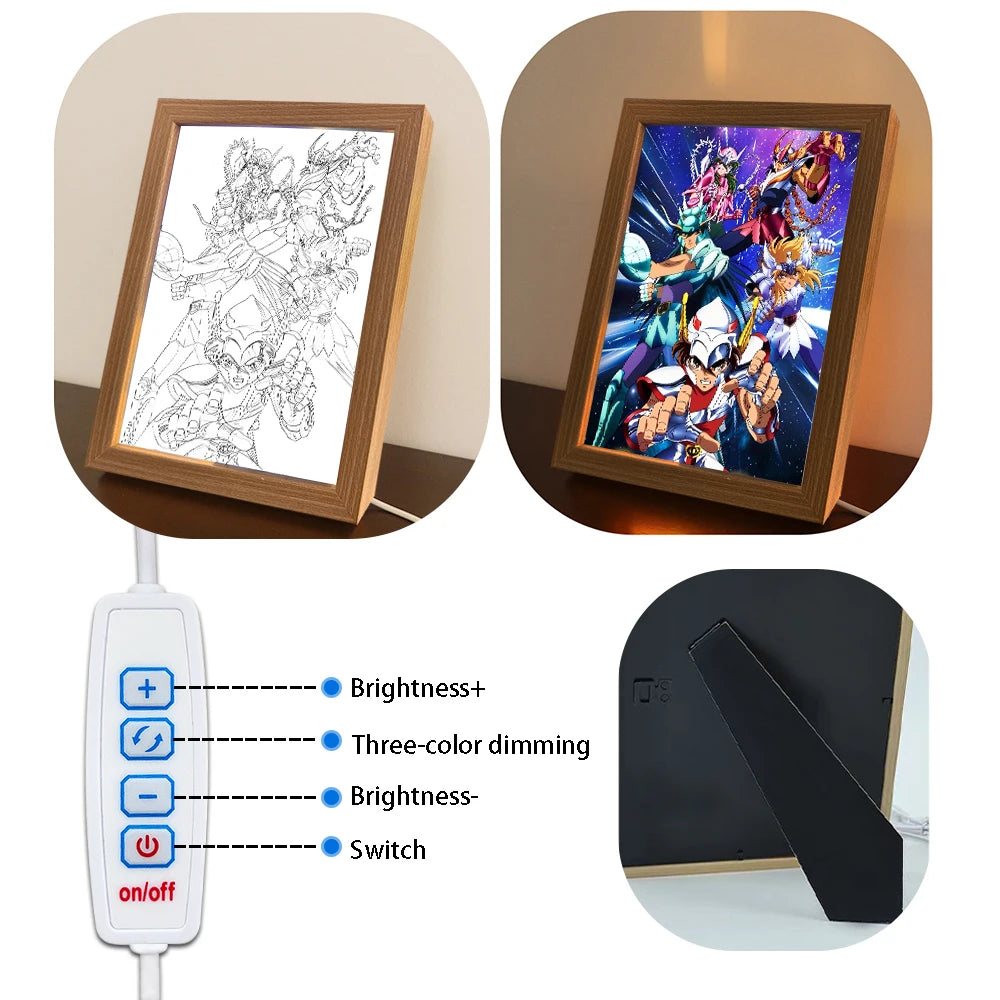 Saint Seiya Anime LED Light Painting | Bedroom Decor Gift
