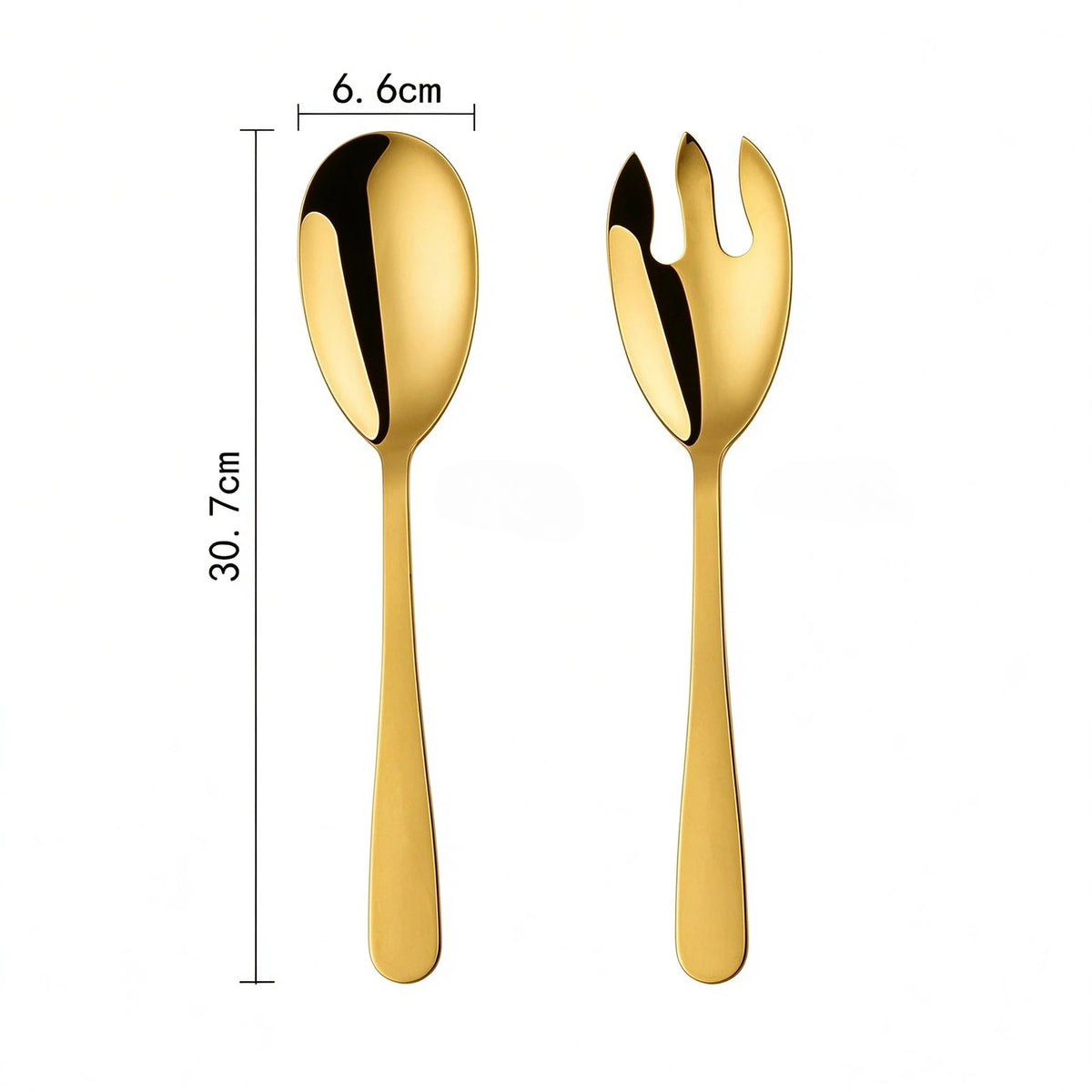 Gold Stainless Steel Salad Spoon & Fork Serving Set – 2 Piece