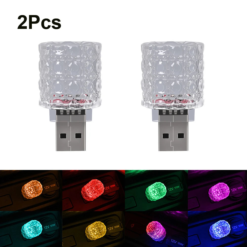 USB Car LED Atmosphere Light – 7 Colors & Gradient Touch Control