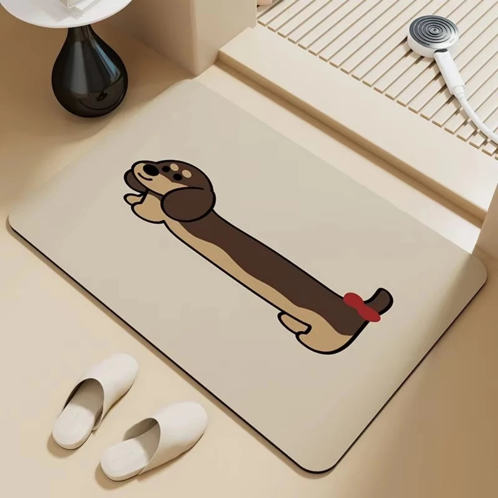 Dachshund Diatom Mud Bath Mat – Non-Slip Absorbent Floor Pad