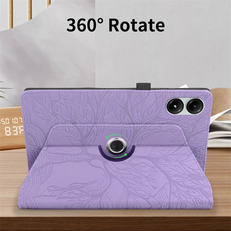 Xiaomi Redmi Pad 2 11" Case – Embossed Tree 360° Rotating Stand