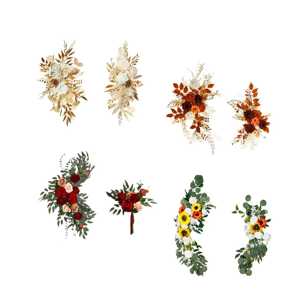 2-Piece Silk Flower Swag Wedding Arch Garland & Floral Backdrop