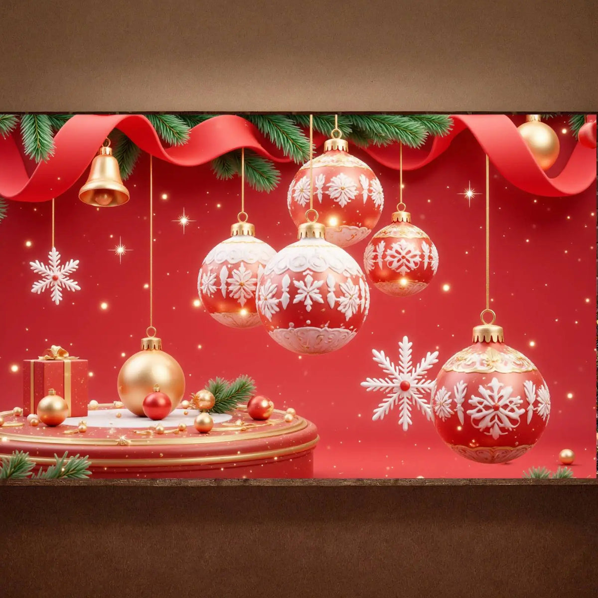 Christmas Snowflake Backdrop Banner – 180×110cm Holiday Decor