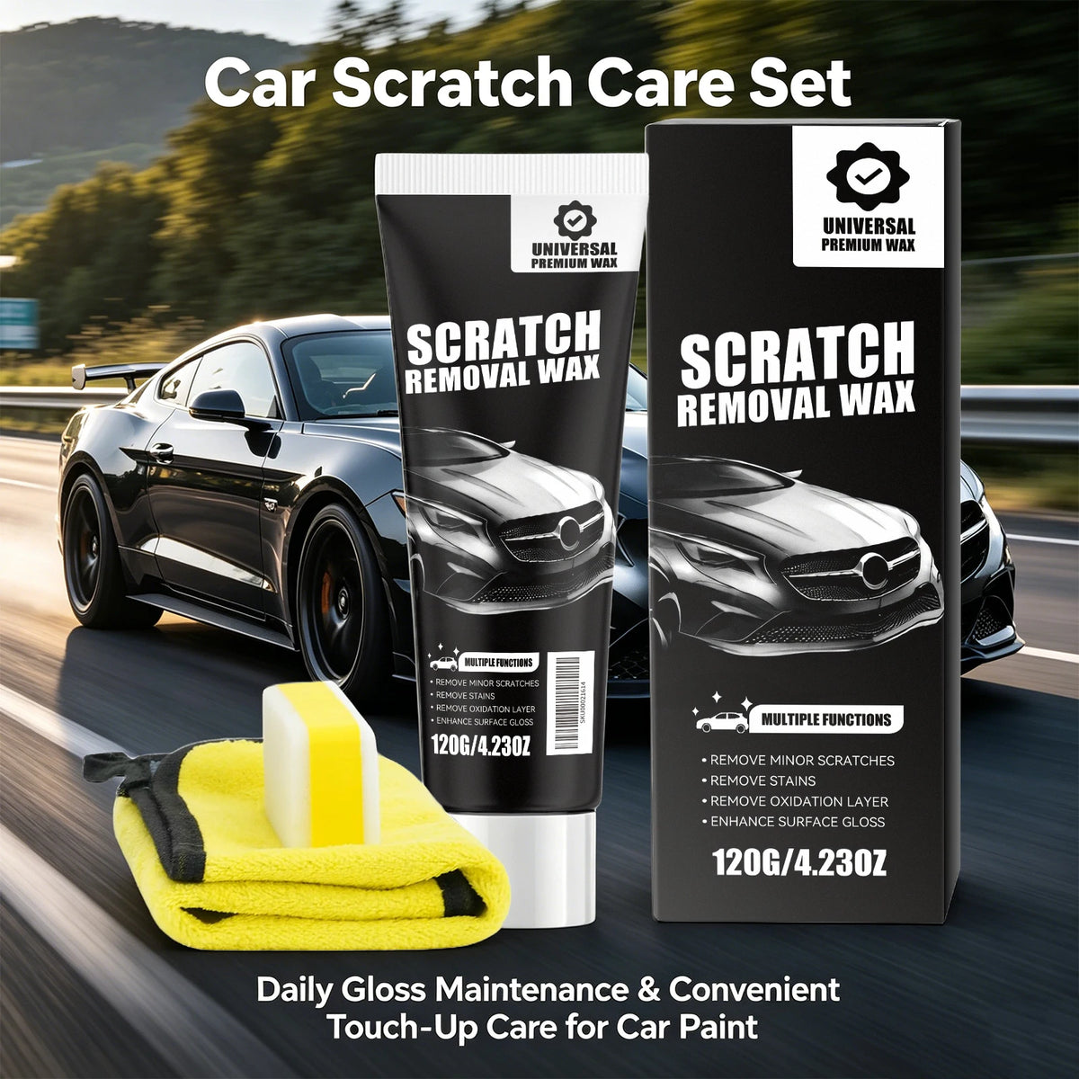 Car Scratch Repair Kit – Gloss Coating with Sponge & Towel