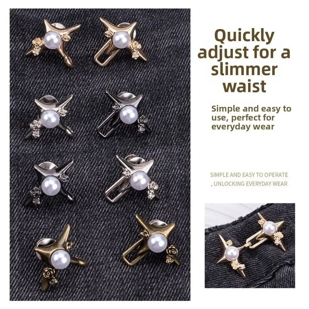 Pearl Jean Waist Cinch Buckle – No-Sew Adjustable Button Pin
