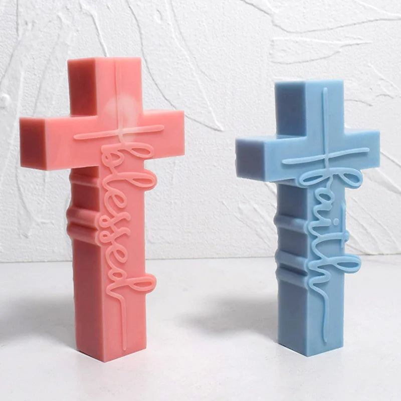 3D Rune Cross Silicone Mold – Candle, Resin & Gypsum Casting