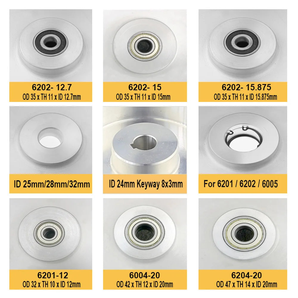 150×75mm Rubber Contact Wheel for Belt Grinder – 6203 Bearing