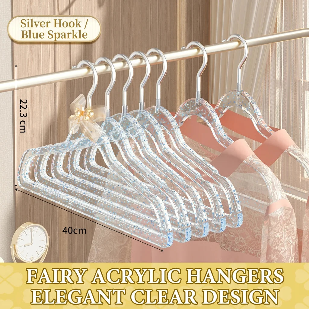 Glitter Transparent Clothes Hanger – Non-Slip Space Saving