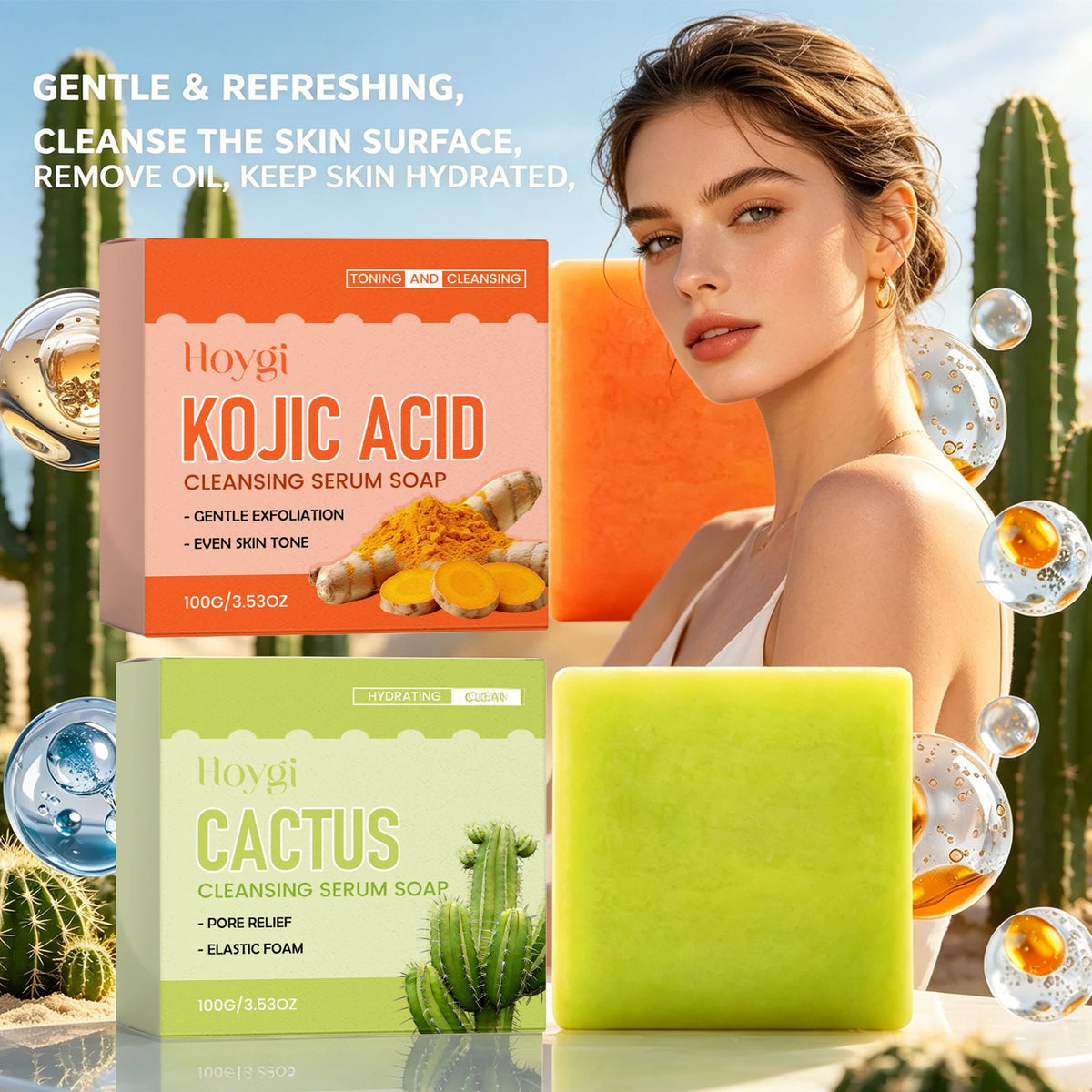 Kojic Acid & Cactus Brightening Soap – Even Skin Tone Cleanser