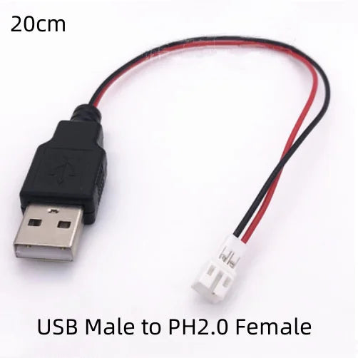 USB to XH2.54 / PH2.0 Terminal Cable | 2-Core Power Supply