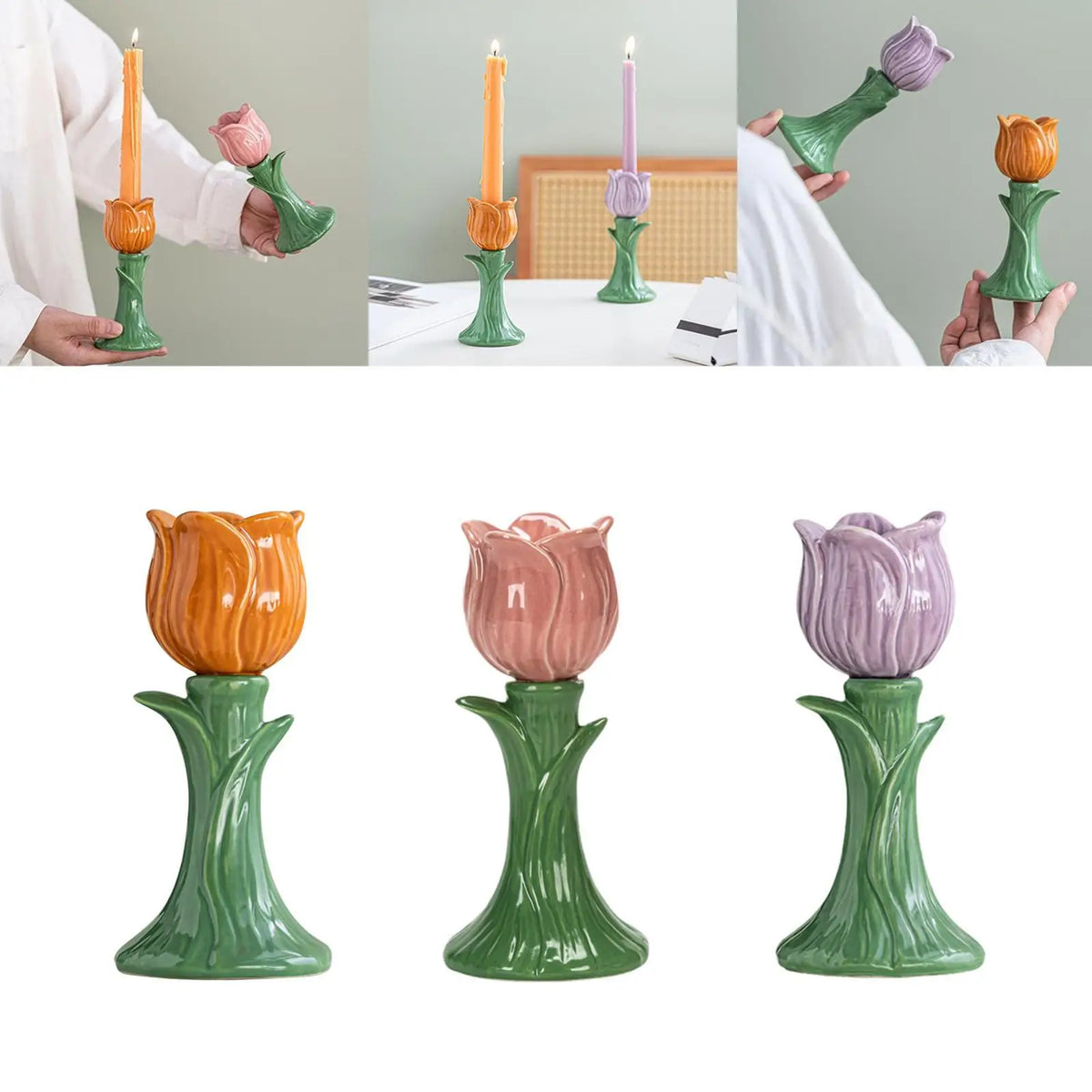Flower Shape Porcelain Candlestick Holder | Table Centerpiece