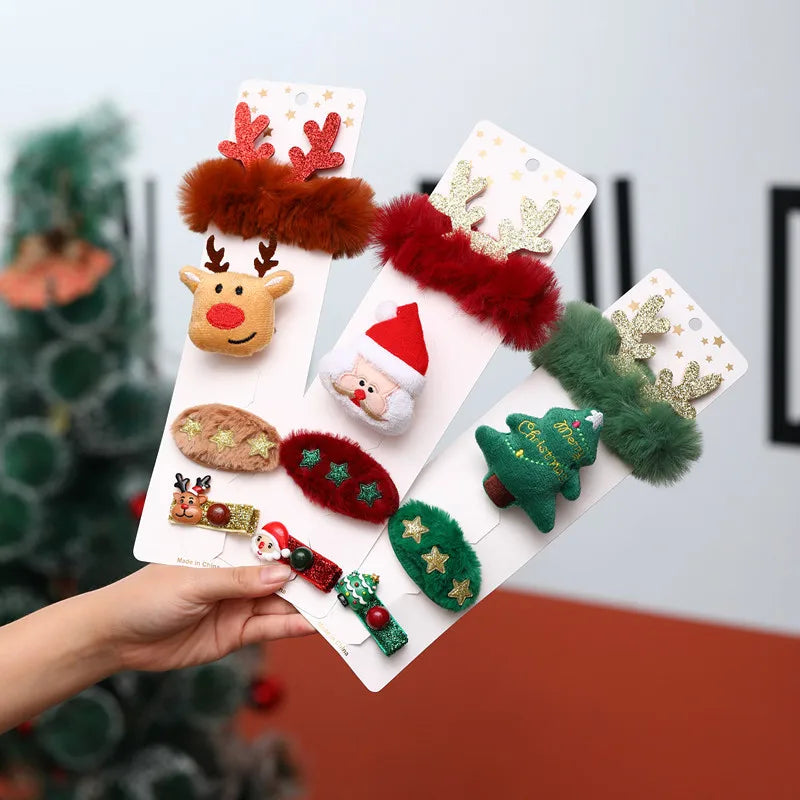 4-Piece Girls Christmas Hair Accessories Set | Holiday Headwear