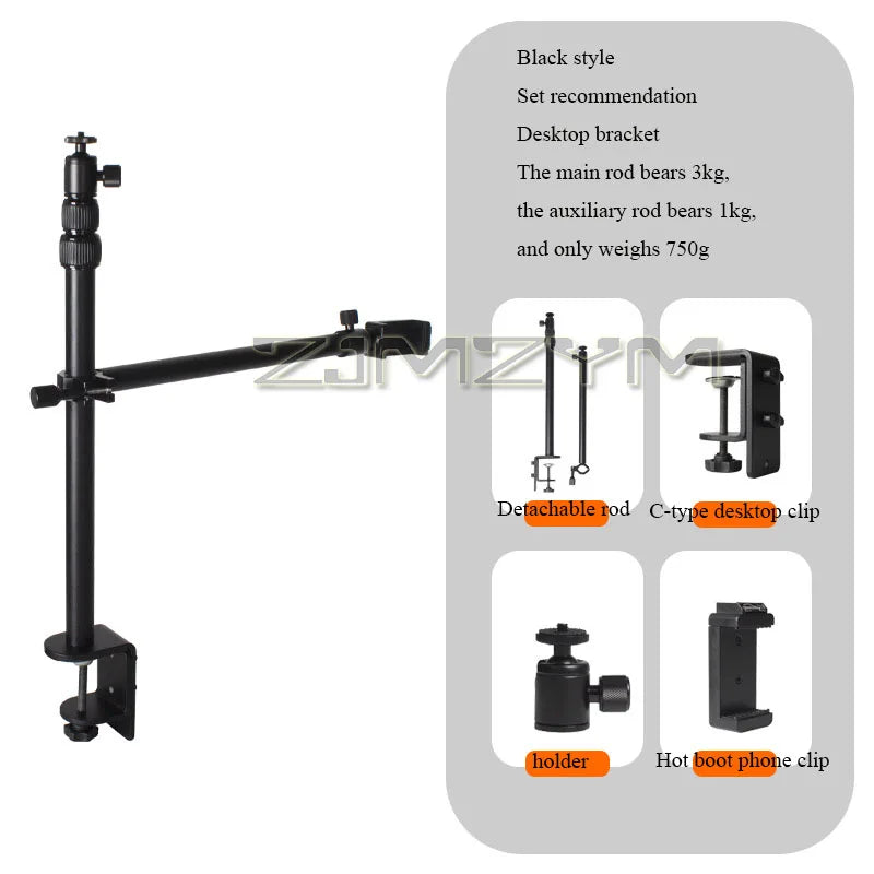 Desktop DSLR Camera Overhead Shooting Bracket & Phone Holder