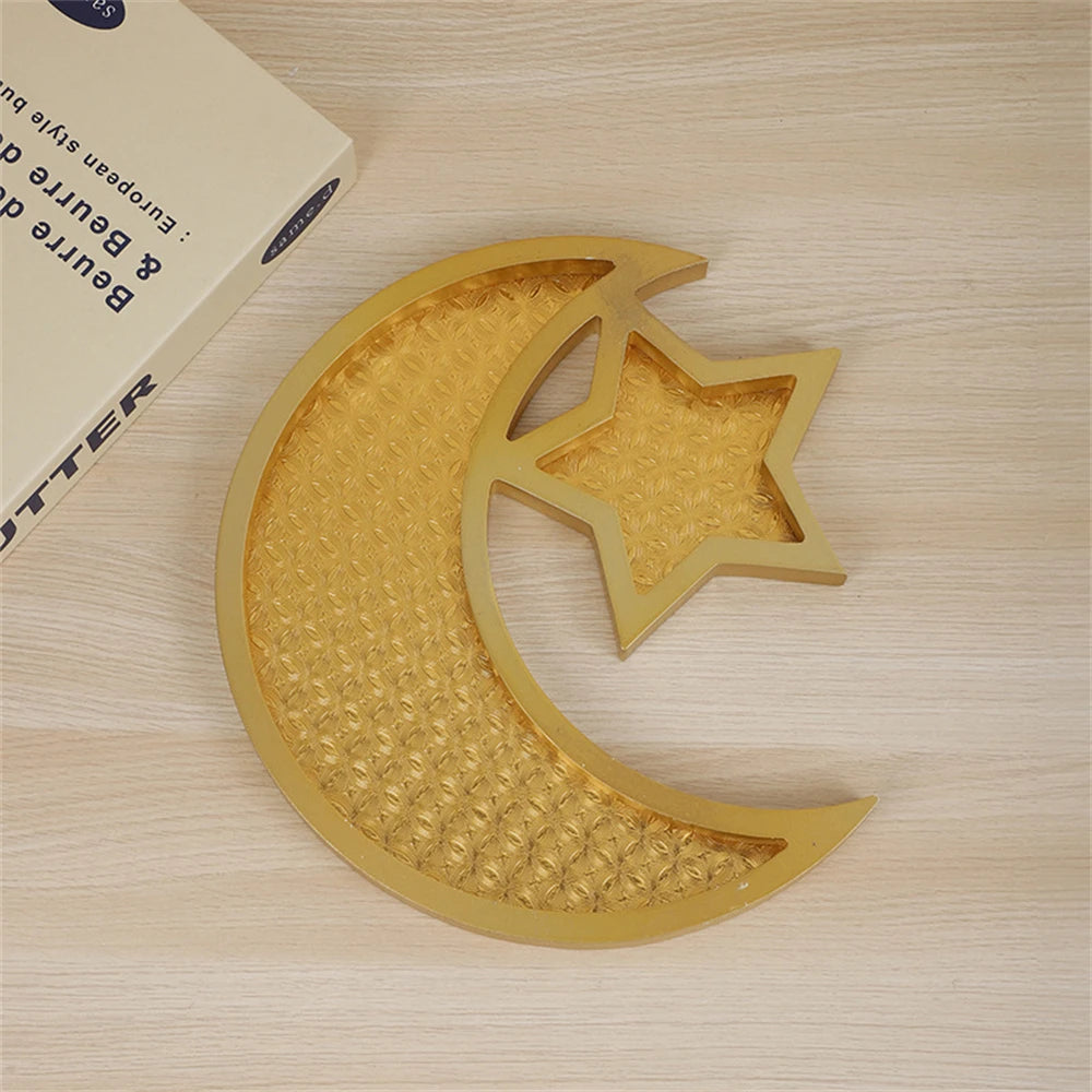 Star & Moon Wooden Serving Tray – Eid Ramadan Festive Décor