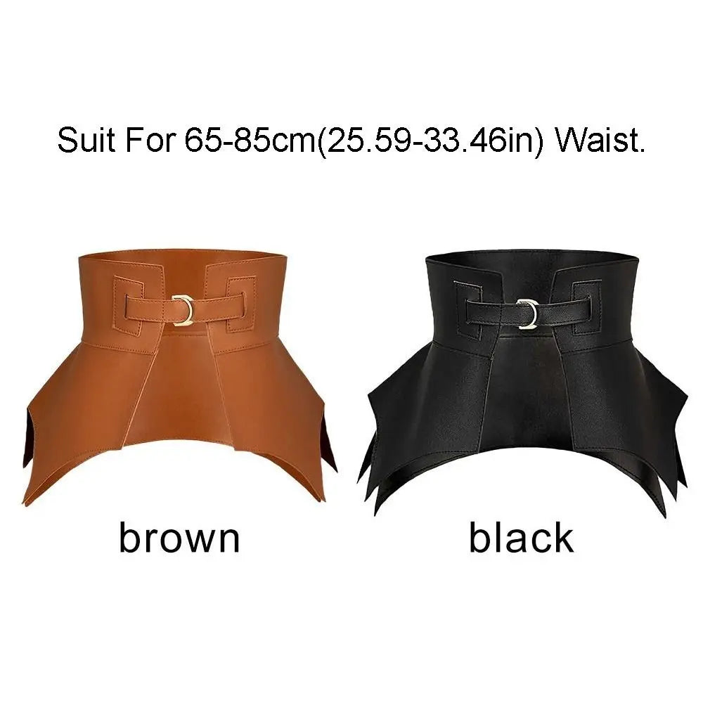 Women's Elastic Faux Leather Wide Corset Waist Belt Cummerbund