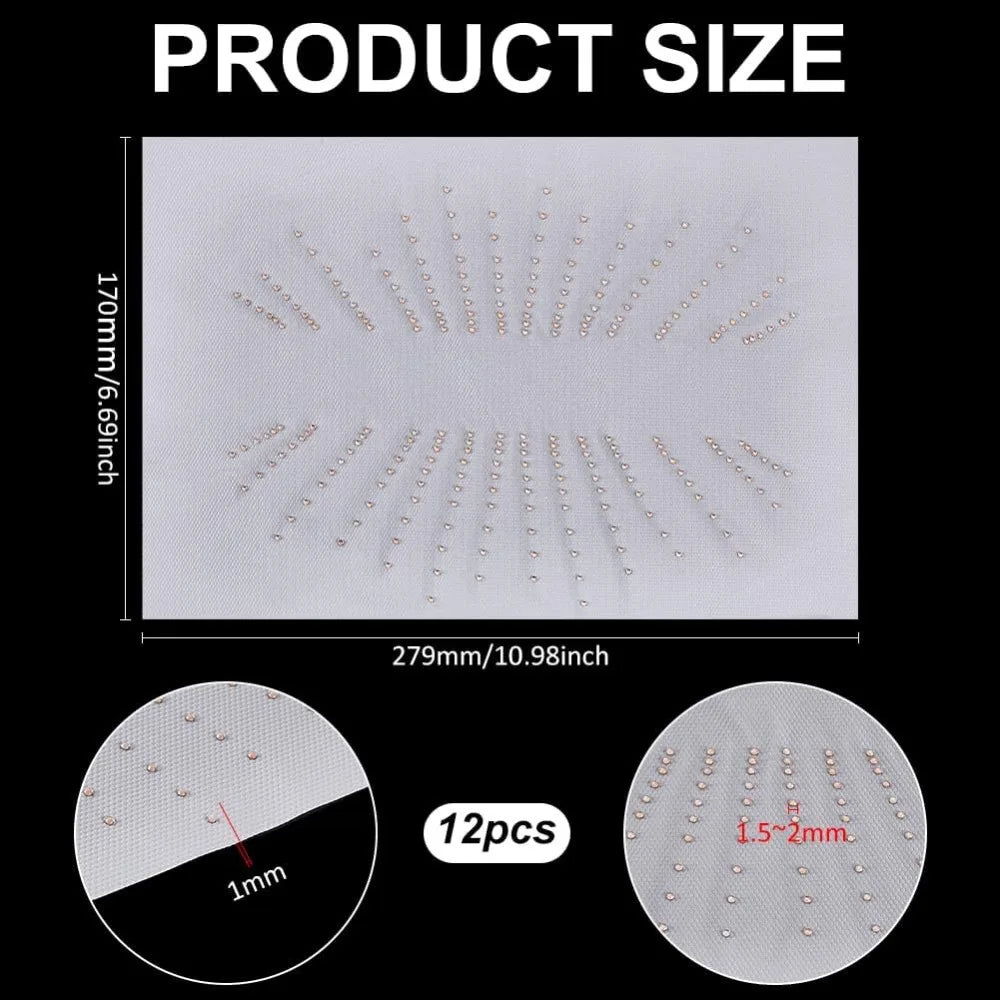 12-Sheet Champagne Hotfix Rhinestone Iron-On Patches | Glitter