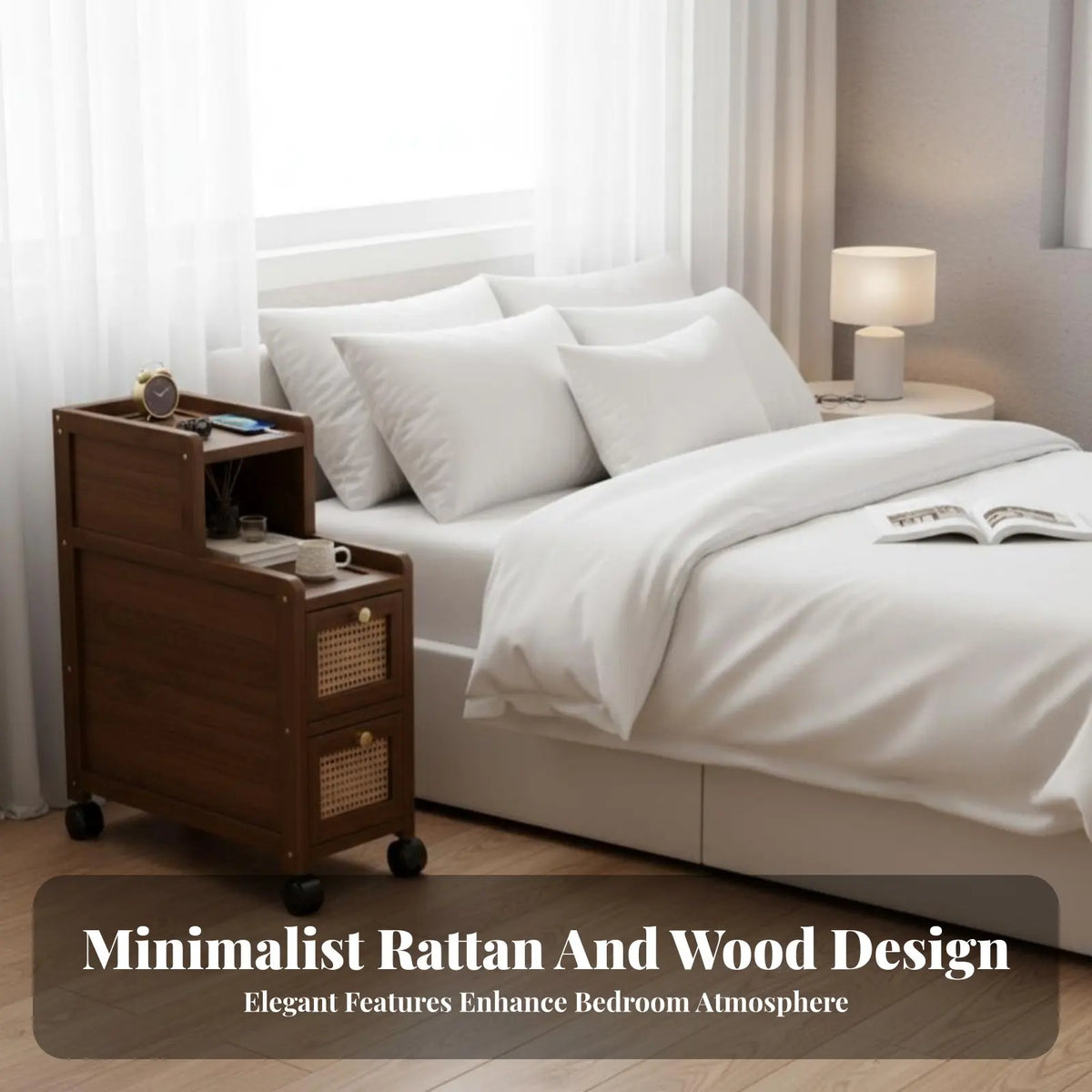Narrow Bamboo Drawer Chest – Slim Space-Saving Nightstand