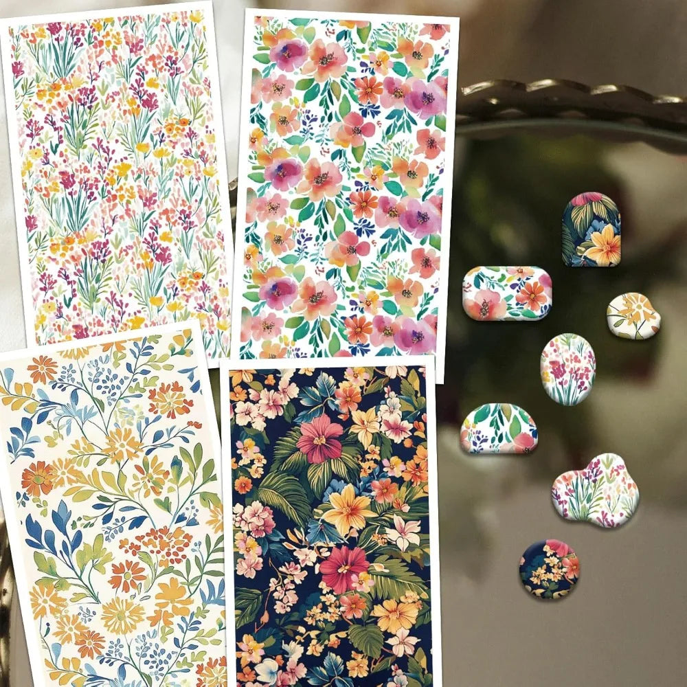 Tropical Flower Polymer Clay Transfer Sheets – 24 Pcs, 4 Designs