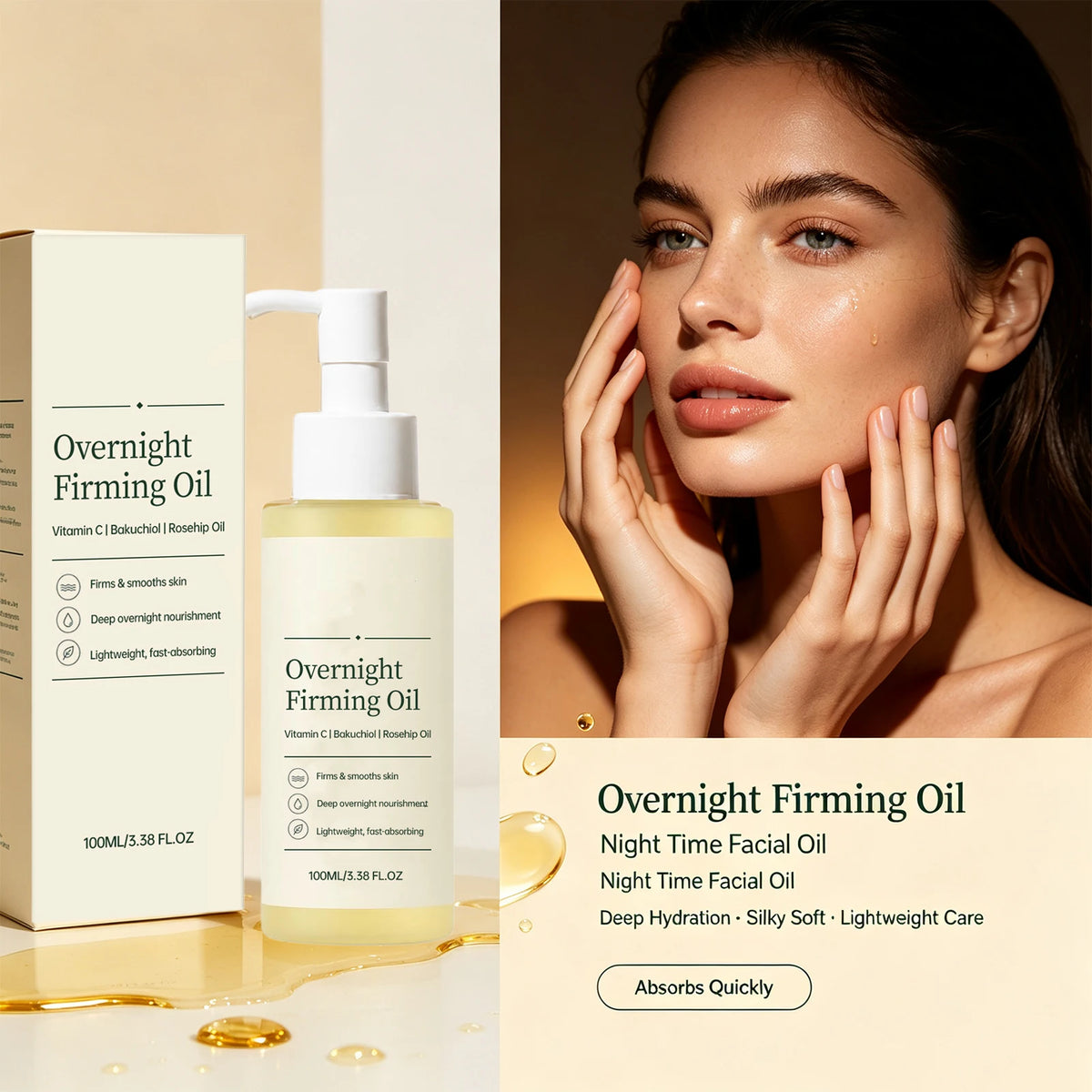 Firming Overnight Facial Oil – Hydrating Lifting Face Serum
