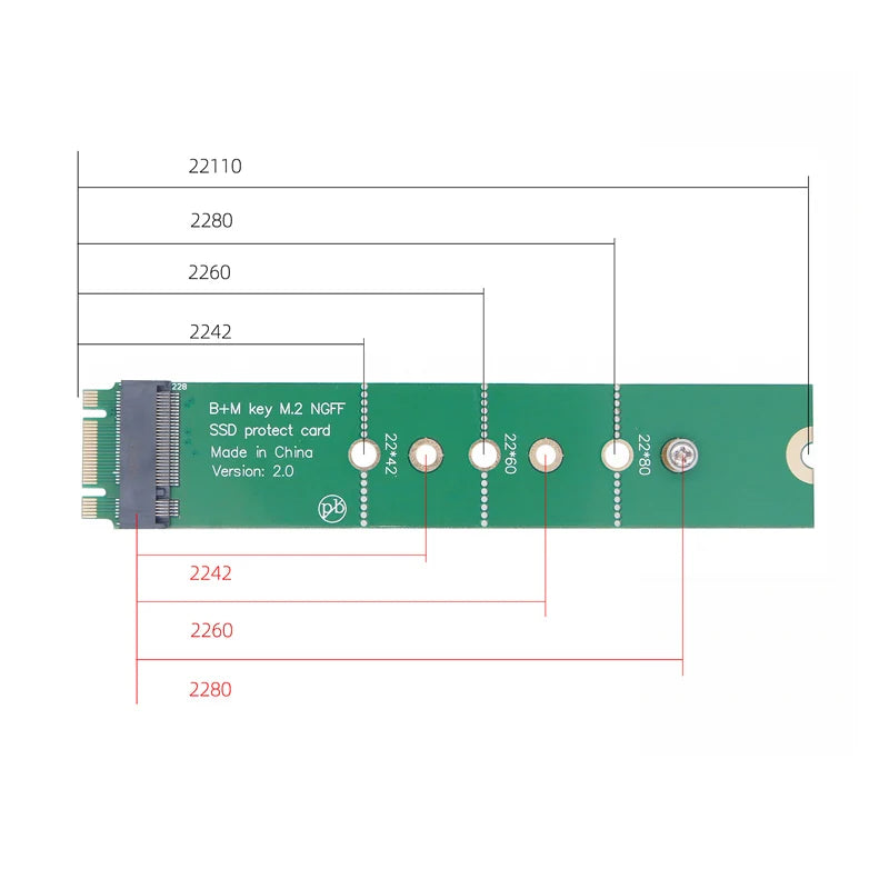 M.2 NVMe NGFF SSD Extension Board – B+M Key Test Card