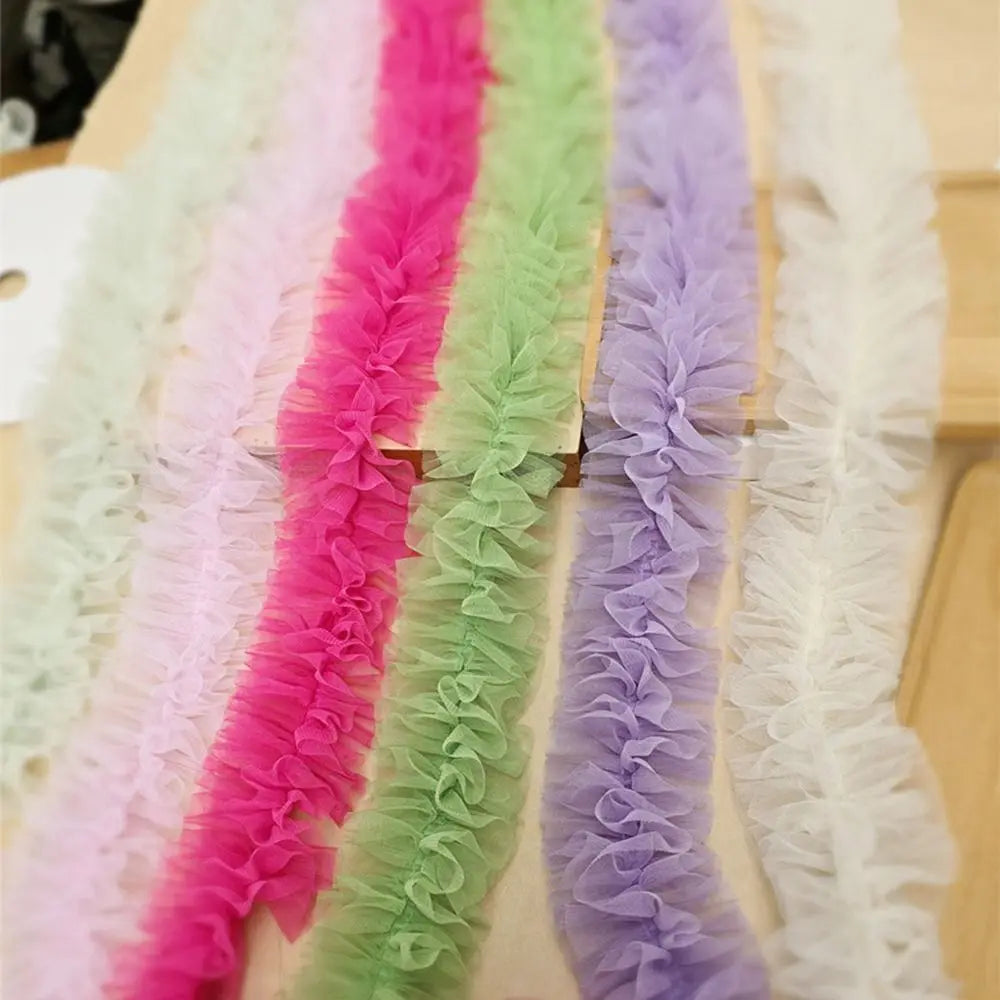 9cm Double-Layer Mesh Ruffle Lace Trim – Colorful Woolen Strip