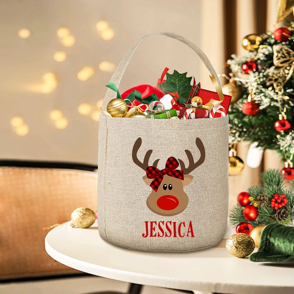 Personalised Deer Christmas Sack Bag | Kids Xmas Gift Tote