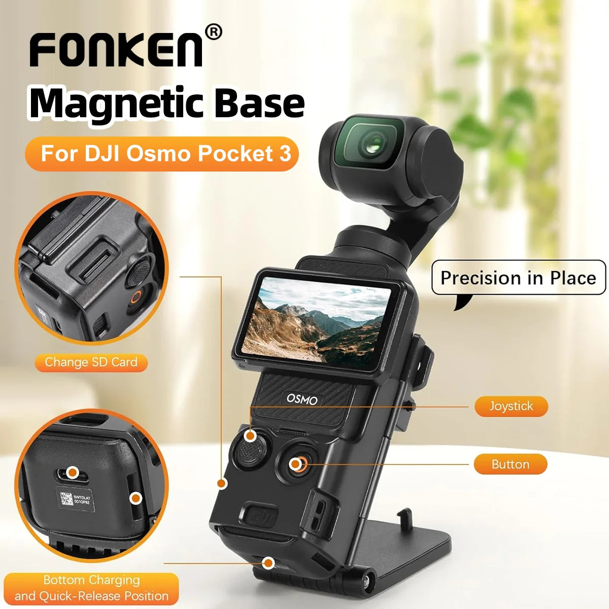 Magnetic Steering Holder & Suction Base for DJI Osmo Pocket 3