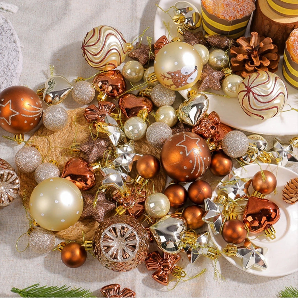 65-Piece Christmas Ball Ornament Set with Gift Box