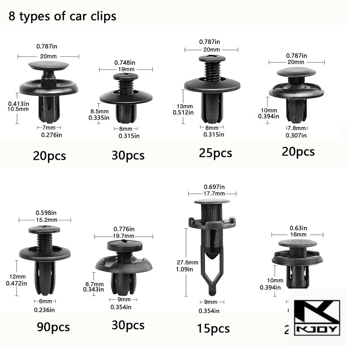 kkjoy 620-Pc Mixed Auto Rivet Retainer Clip Fastener Set